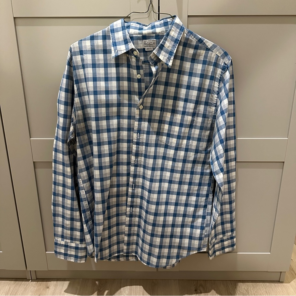 J. Crew Blue and White Plaid Casual Shirt
